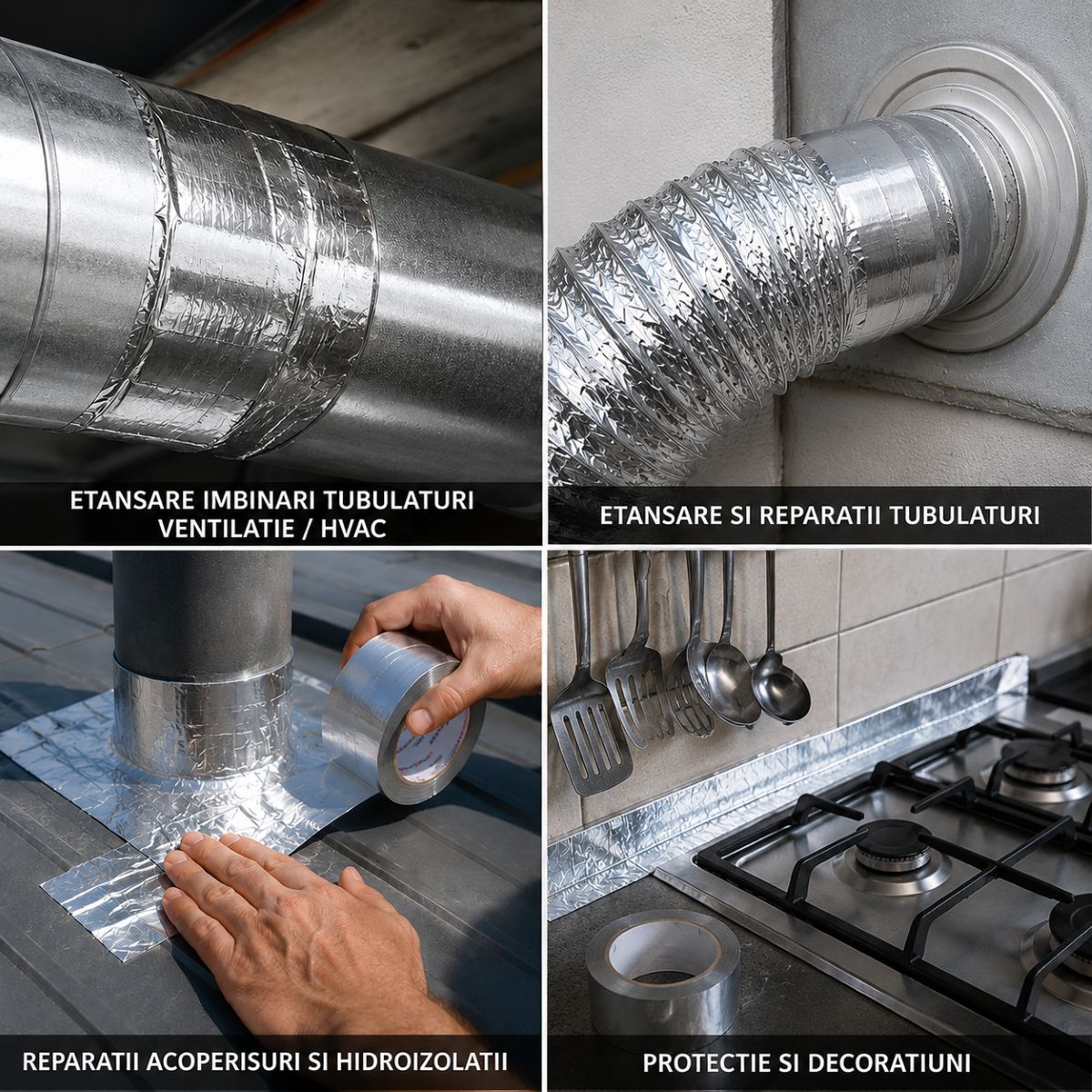 Banda adeziva izolatoare aluminiu 100mm x 50m / 48mm x 25m