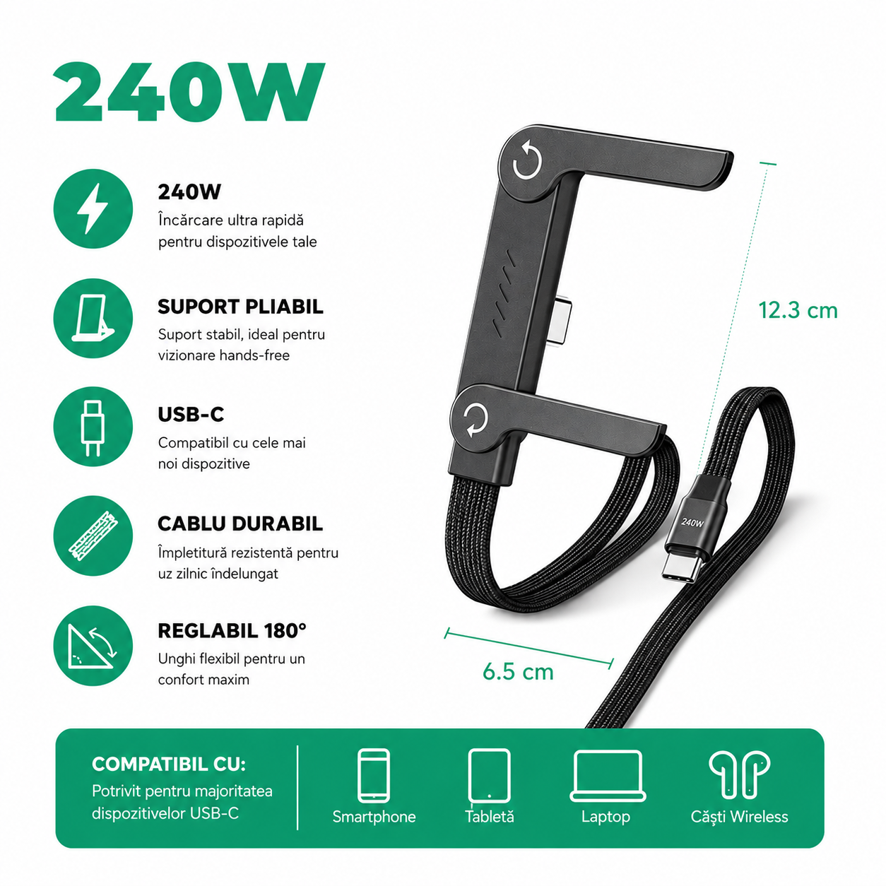 Cablu USB-C Încărcare Rapidă 240W